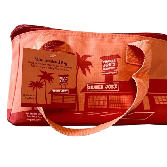 Trader Joe’s Peach Coral Orange Mini Insulated Tote Bag Lunch Box New With Tags - Picture 7 of 7